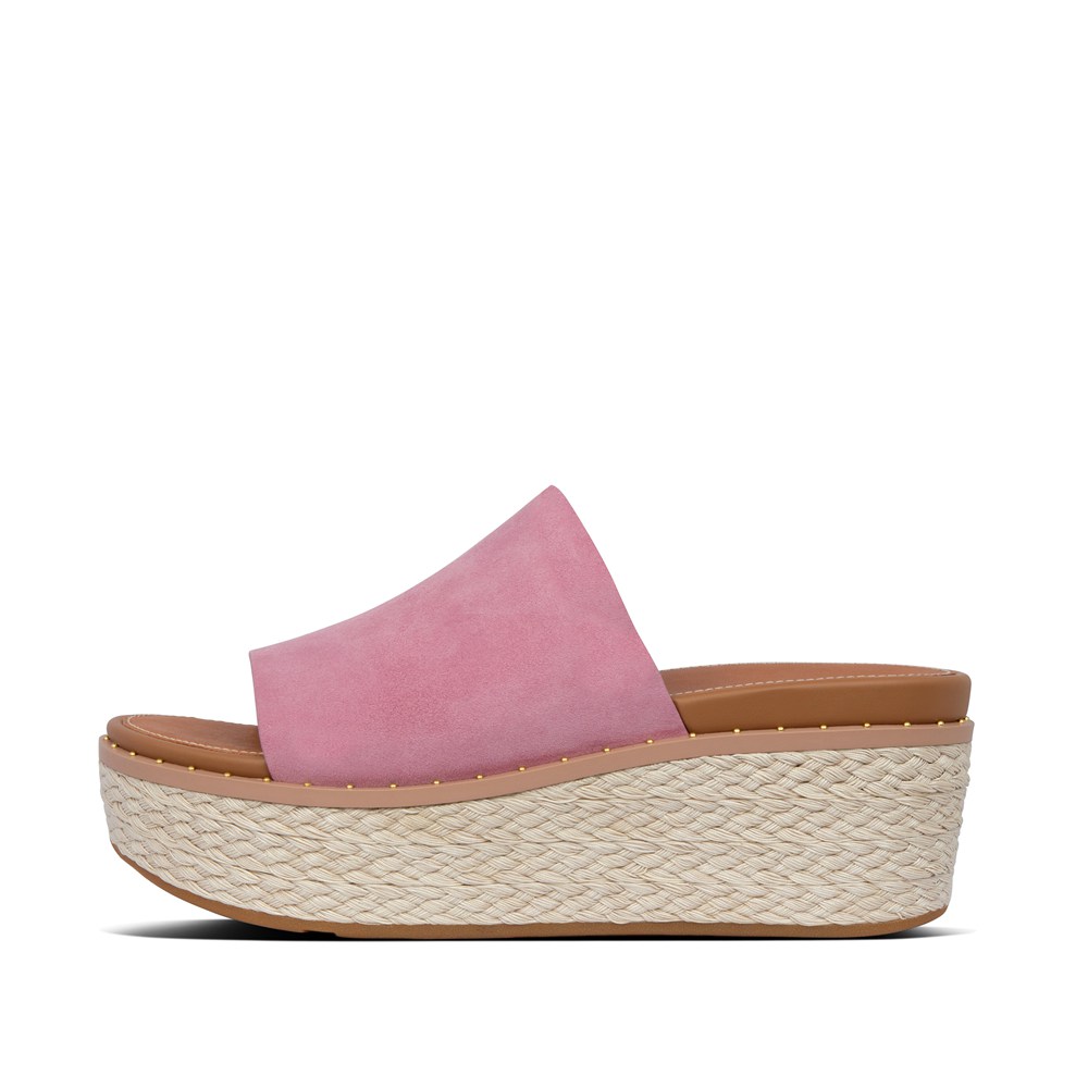 Fitflop Womens Wedge Pink - Eloise Espadrille Suede Slides - 06RQZPGIO